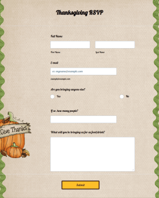 Thanksgiving RSVP Form Template