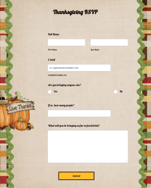 Thanksgiving RSVP Form Template