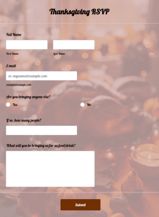 Thanksgiving RSVP Form Template