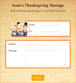 Thanksgiving Send A Message Form Template