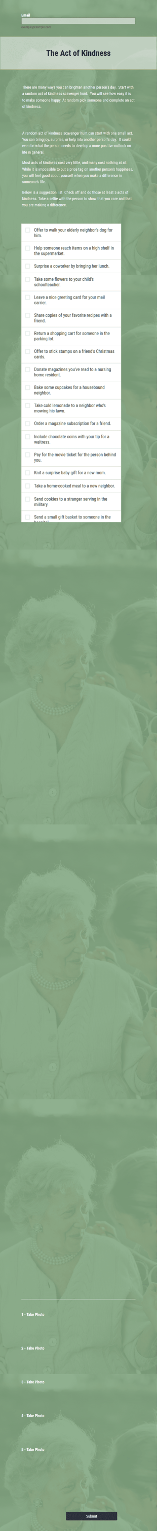 The Act Of Kindness Form Template