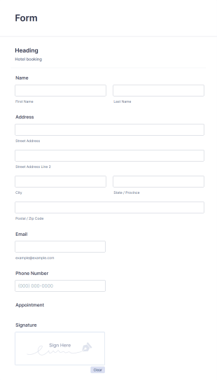 Hotel Appointment Form Template