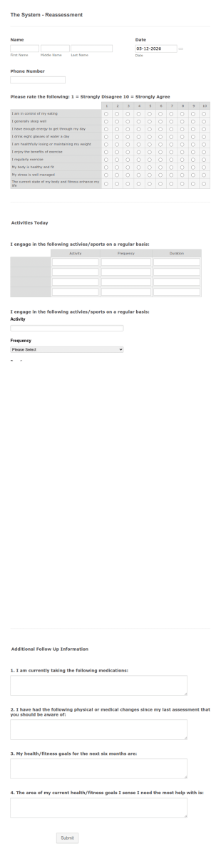 The System - Assessment Form Template | Jotform