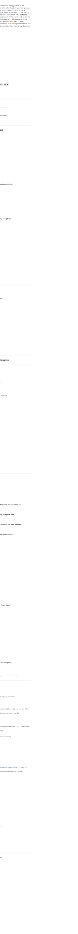 Wedding Reception Planner Form Template