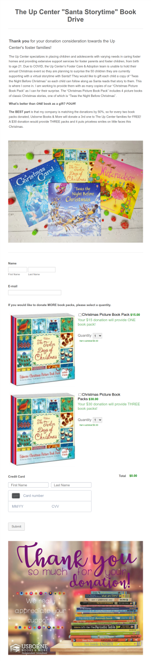 The Up Center "Santa Storytime" Book Drive! Form Template