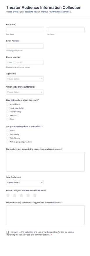 Theater Audience Information Collection Form Template