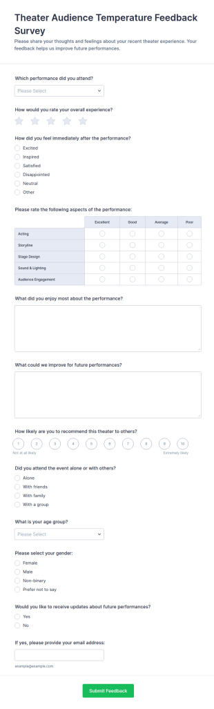Theater Audience Temperature Feedback Survey Form Template