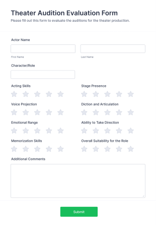 Theater Audition Evaluation Form Template