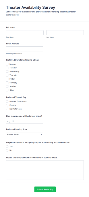 Theater Availability Survey Form Template