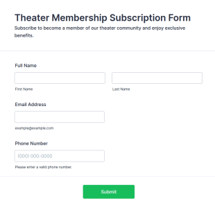 Theater Membership Subscription Form Template