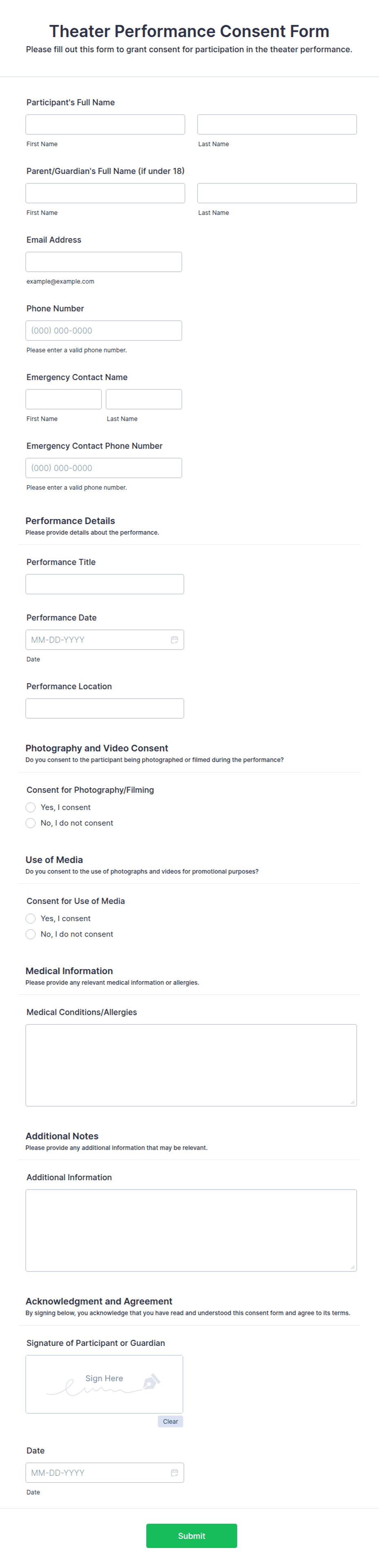 Mets Performance Consent Form.pdf Theater Performance Consent Form Template | Jotform