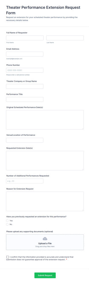 Theater Performance Extension Request Form Template