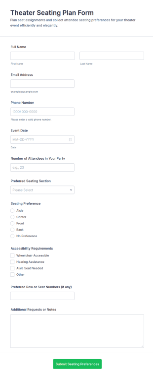 Theater Seating Plan Form Template