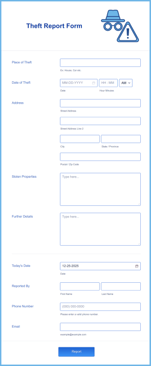 Theft Report Form Template