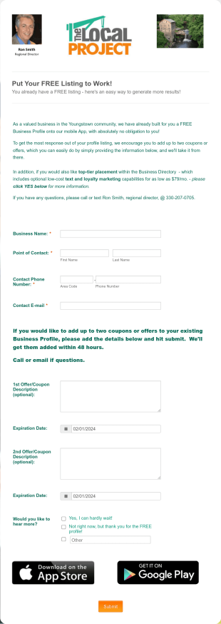 TheLocalProject Add Coupons Form Template