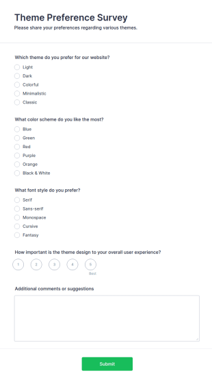 Theme Preference Survey Form Template