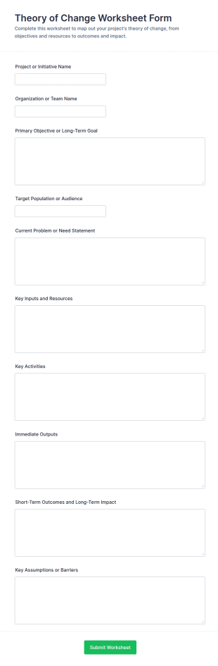 Theory Of Change Worksheet Form Template