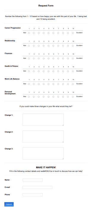 Self Assessment Form Template