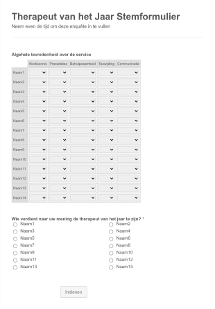 Therapeut Van Het Jaar Stemformulier Form Template