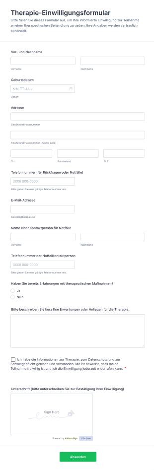 Therapie Einwilligungsformular