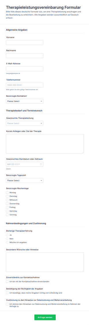 Therapievereinbarung Form