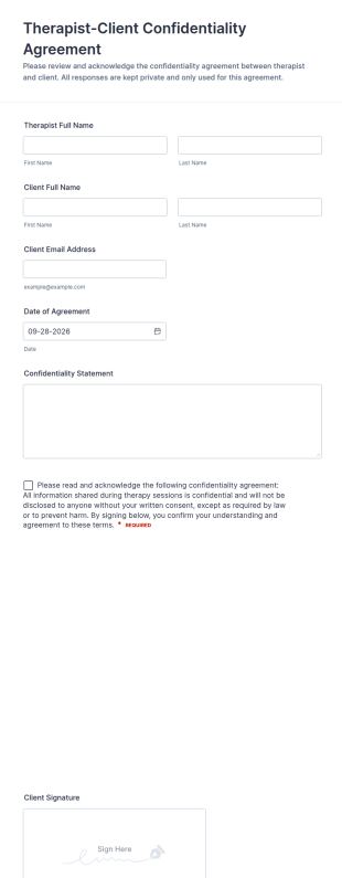 Therapist Client Confidentiality Agreement Form Template