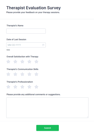 Therapist Evaluation Survey Form Template