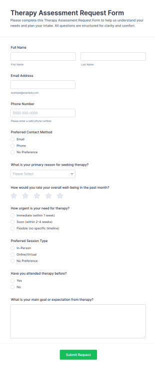 Therapy Assessment Request Form Template