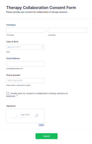 Therapy Collaboration Consent Form Template