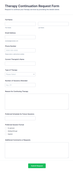 Therapy Continuation Request Form Template