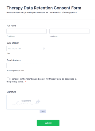 Therapy Data Retention Consent Form Template
