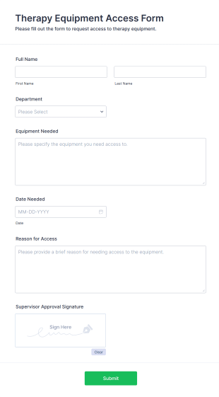 Therapy Equipment Access Form Template
