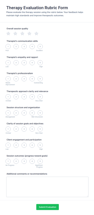 Therapy Evaluation Rubric Form Template