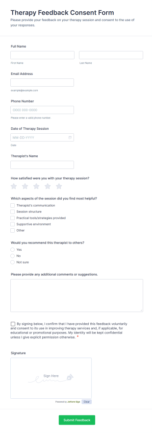 Therapy Feedback Consent Form Template