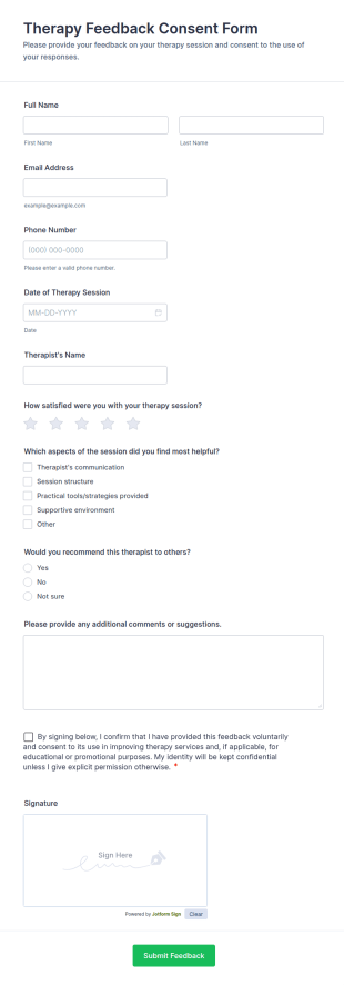 Therapy Feedback Consent Form Template