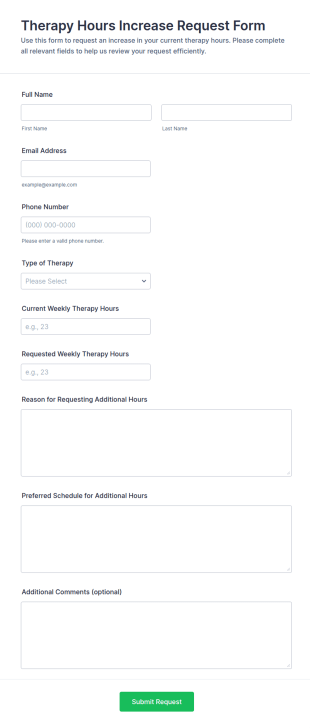 Therapy Hours Increase Request Form Template