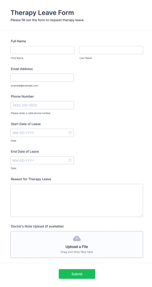 Therapy Leave Form Form Template