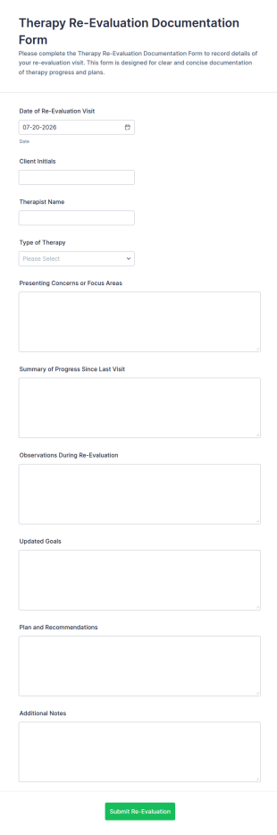 Therapy Re Evaluation Documentation Form Template