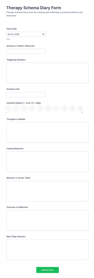 Therapy Schema Diary Form Template