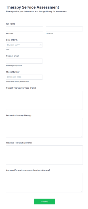 Therapy Service Assessment Form Template