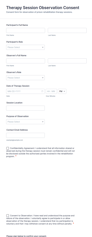 Therapy Session Observation Consent Form Template