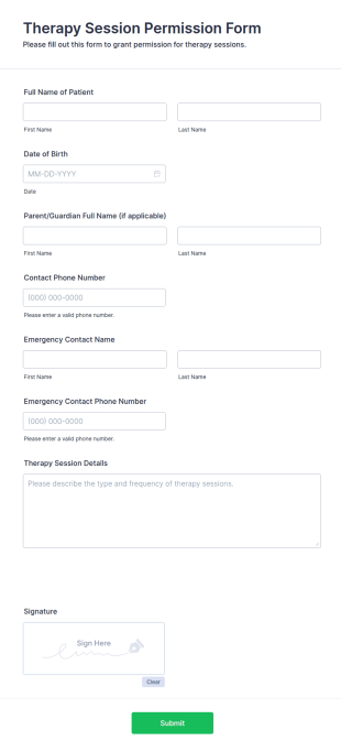 Therapy Session Permission Form Template