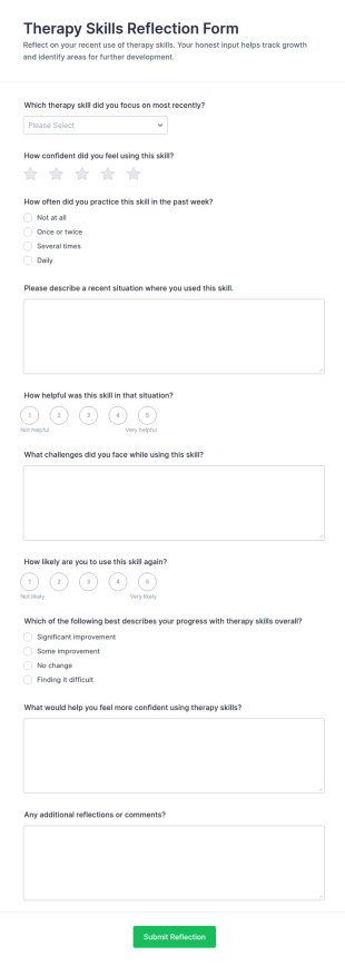 Therapy Skills Reflection Form Template