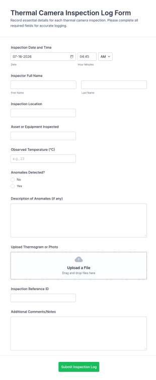 Thermal Camera Inspection Log Form Template