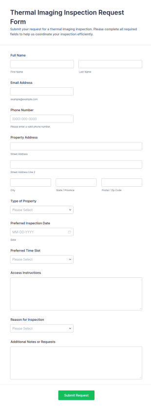 Thermal Imaging Inspection Request Form Template