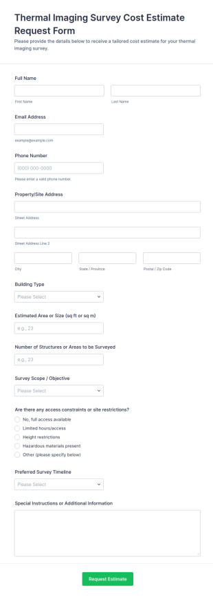 Thermal Imaging Survey Cost Estimate Request Form Template