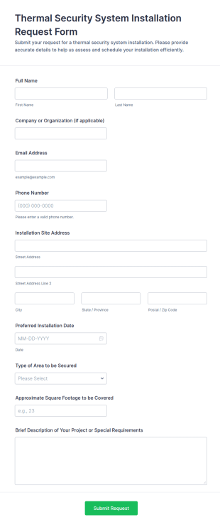 Thermal Security System Installation Request Form Template