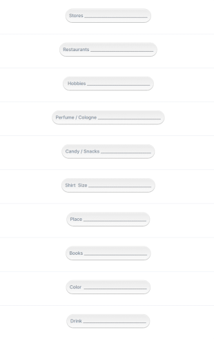 These Are A Few Of My Favorite Things Form Template