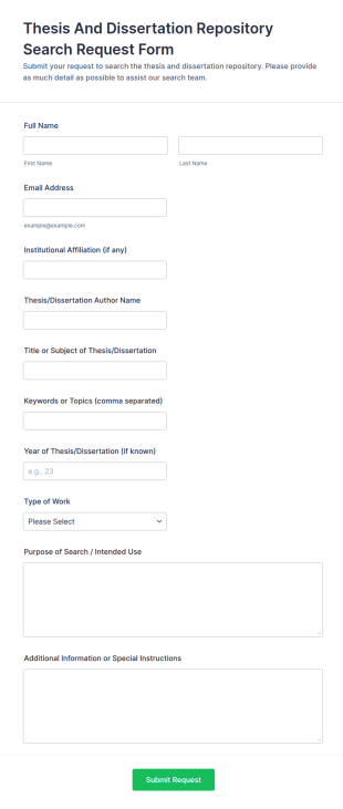 Thesis And Dissertation Repository Search Request Form Template