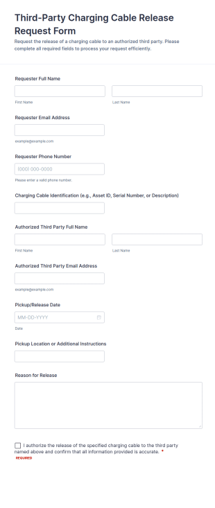 Third Party Charging Cable Release Request Form Template
